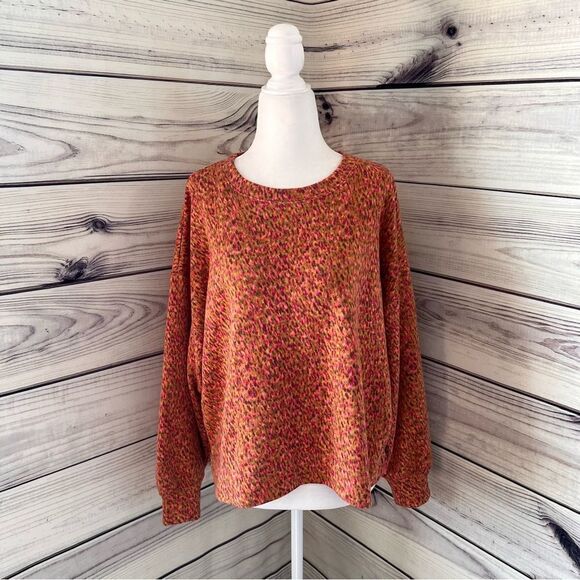 Loft Lou & Grey Multicolored Petal Patterned Cozy Terry Crewneck Sweatshirt - Picture 1 of 9